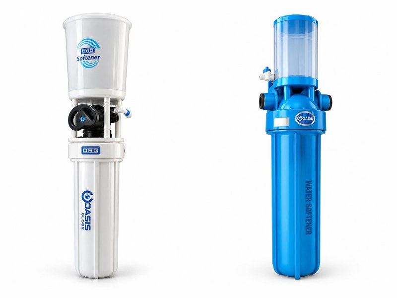 ORG and Oasis water softeners side by side
